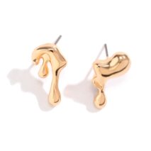Geometric Tiny Gold Silver Tone Lava Earrings - ArtGalleryZen