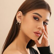 Geometric Tiny Gold Silver Tone Lava Earrings - ArtGalleryZen