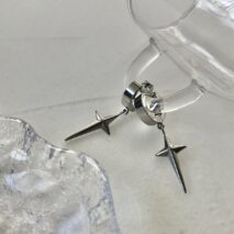 Geometric Titanium Steel Polar Star Ear Cuff Clip On Huggie Hoop Dangle Earrings - ArtGalleryZen