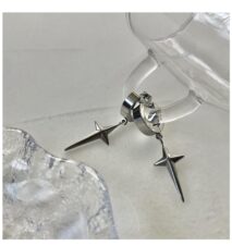 Geometric Titanium Steel Polar Star Ear Cuff Clip On Huggie Hoop Dangle Earrings - ArtGalleryZen