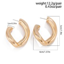 Geometric Twisted Chunky Open Hoop Stud Earrings - ArtGalleryZen