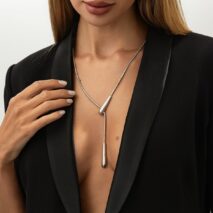 Geometric Waterdrop Charm Y Necklace - ArtGalleryZen