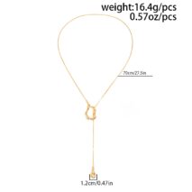 Geometric Waterdrop Pendant Lava Long Chain Necklace - ArtGalleryZen