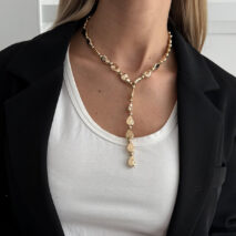 Geometric Waterdrop Y Necklace Gold Silver Layering Pendant - ArtGalleryZen