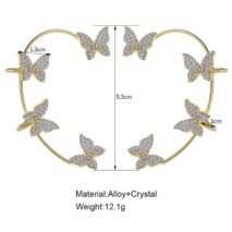 Glitter Crystal Inlaid Butterfly Ear Cuff Climber Crawler Wrap Earring - ArtGalleryZen