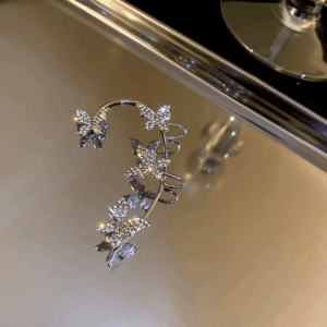 Glitter Crystal Inlaid Butterfly Ear Cuff Climber Crawler Wrap Earring - ArtGalleryZen