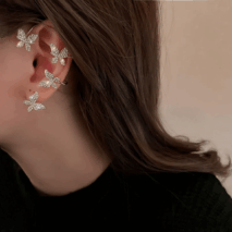 Glitter Crystal Inlaid Butterfly Ear Cuff Climber Crawler Wrap Earring - ArtGalleryZen