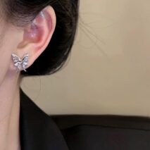 Glitter CZ Inlaid Butterfly Ear Wrap Earrings - ArtGalleryZen
