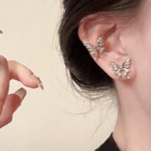 Glitter CZ Inlaid Butterfly Ear Wrap Earrings - ArtGalleryZen