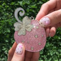 Glitter Enamel Strawberry Pendant PU Leather Collar Choker Necklace - ArtGalleryZen