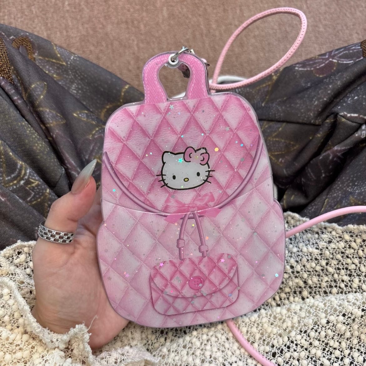 Glitter Hello Kitty Backpack Mirror Phone Case - ArtGalleryZen