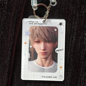 Glitter Lucky Blessings Kpop Keychain Acrylic Photocard Holder - ArtGalleryZen