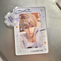 Glitter Lucky Blessings Kpop Keychain Acrylic Photocard Holder - ArtGalleryZen