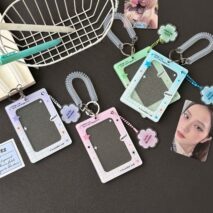 Glitter Lucky Blessings Kpop Keychain Acrylic Photocard Holder - ArtGalleryZen