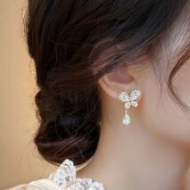 Glitter Rhinestone Dangle CZ Butterfly Earrings - ArtGalleryZen
