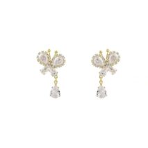 Glitter Rhinestone Dangle CZ Butterfly Earrings - ArtGalleryZen