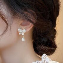 Glitter Rhinestone Dangle CZ Butterfly Earrings - ArtGalleryZen