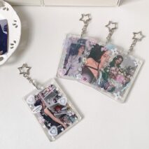 Glitter Star Heart Bow Kpop Keychain Acrylic Photocard Holder - ArtGalleryZen