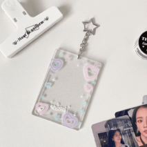 Glitter Star Heart Bow Kpop Keychain Acrylic Photocard Holder - ArtGalleryZen