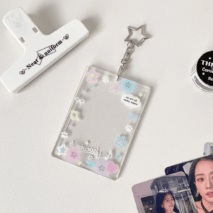 Glitter Star Heart Bow Kpop Keychain Acrylic Photocard Holder - ArtGalleryZen