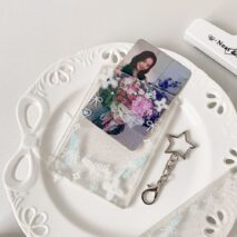 Glitter Star Heart Bow Kpop Keychain Acrylic Photocard Holder - ArtGalleryZen