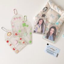 Glitter Strawberry Apple Lucky Clover Star Kpop Keychain Photocard Holder - ArtGalleryZen