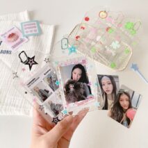 Glitter Strawberry Apple Lucky Clover Star Kpop Keychain Photocard Holder - ArtGalleryZen