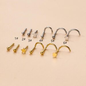 Gold Silver Plated Star Stainless Steel Nose Piercing Nose Stud - ArtGalleryZen