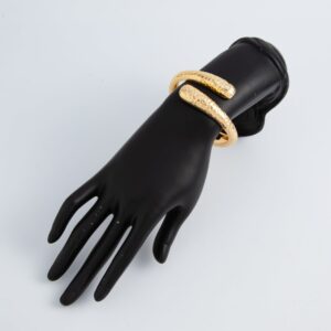 Gold Silver Tone Hammered Waterdrop Bangle Bracelet - ArtGalleryZen