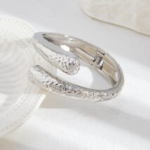Gold Silver Tone Hammered Waterdrop Bangle Bracelet - ArtGalleryZen