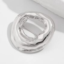 Gold Silver Tone Irregular Hoop Pin Brooch - ArtGalleryZen