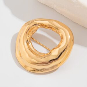 Gold Silver Tone Irregular Hoop Pin Brooch - ArtGalleryZen