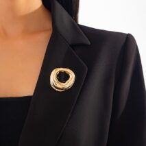 Gold Silver Tone Irregular Hoop Pin Brooch - ArtGalleryZen