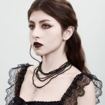 Gothic 2Pcs Crystal Beaded Cross Pendant Necklace Set - ArtGalleryZen