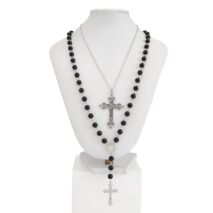 Gothic 2pcs Floral Cross Pendant Ball Chain Necklace Set - ArtGalleryZen