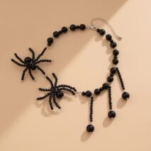 Gothic Crystal Beaded Spider Tassel Necklace - ArtGalleryZen