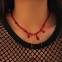 Gothic Crystal Tassel Blood Drop Halloween Choker Necklace - ArtGalleryZen