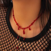Gothic Crystal Tassel Blood Drop Halloween Choker Necklace - ArtGalleryZen