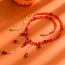 Gothic Crystal Tassel Blood Drop Halloween Choker Necklace - ArtGalleryZen