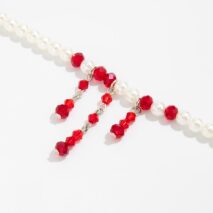 Gothic Crystal Tassel Blood Drop Pearl Chain Choker Necklace - ArtGalleryZen