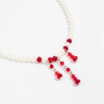 Gothic Crystal Tassel Blood Drop Pearl Chain Choker Necklace - ArtGalleryZen