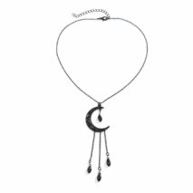 Gothic CZ Tassel Moon Pendant Necklace - ArtGalleryZen