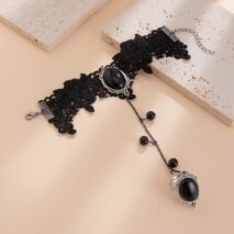 Gothic Dainty Crystal Inlaid Floral Lace Finger Ring Bracelet - ArtGalleryZen
