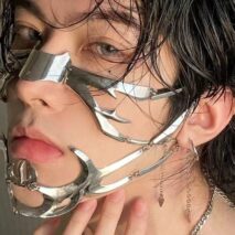 Gothic Hip Hop Glamorous Metallic Face Mask - ArtGalleryZen