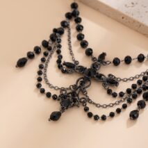 Gothic Layered Cross Pendant Crystal Chain Choker Necklace - ArtGalleryZen