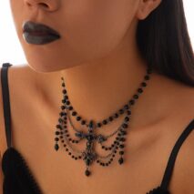 Gothic Layered Cross Pendant Crystal Chain Choker Necklace - ArtGalleryZen
