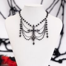 Gothic Layered Cross Pendant Crystal Chain Choker Necklace - ArtGalleryZen
