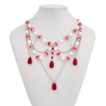Gothic Layered Crystal Tassel Dripping Blood Pearl Chain Choker Necklace - ArtGalleryZen