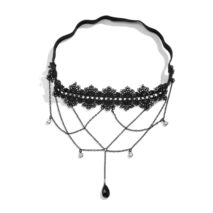 Gothic Layered Rhinestone Crystal Charm Elastic Lace Thigh Leg Chain - ArtGalleryZen