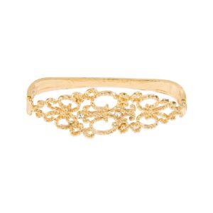 Gothic Rhinestone Inlaid Abstract Lace Pattern Bangle Bracelet - ArtGalleryZen